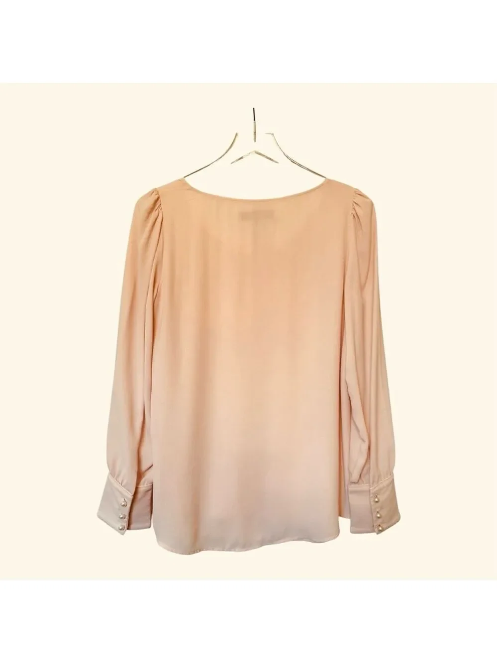 LOFT Peach Pink Puff Sleeve Scoop Neck Blouse Top Women's Size S